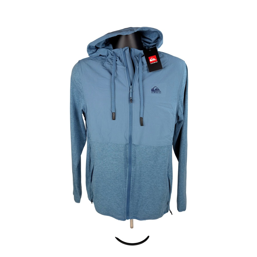 Quiksilver Mens DryFlight Full Zip Hoodie Smoke Blue Hybrid Jacket Small New